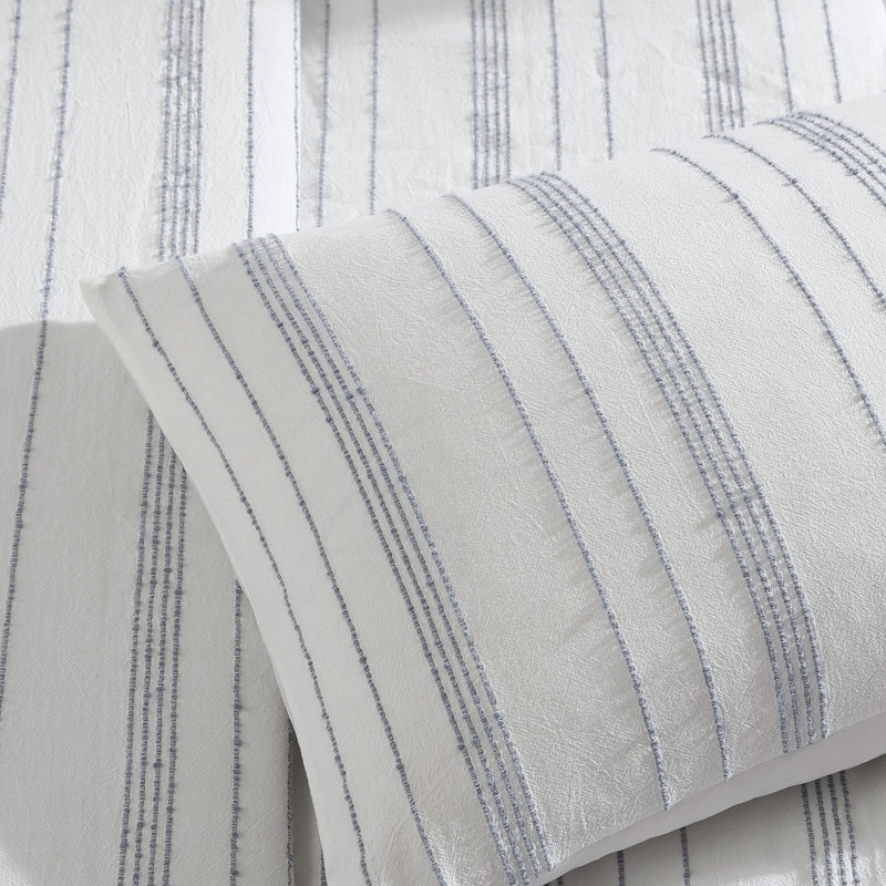 Ensemble d'édredon en coton 3 pièces Mellie, Blanc / gris, Édredon pour très grand lit + 2 très grandes ta