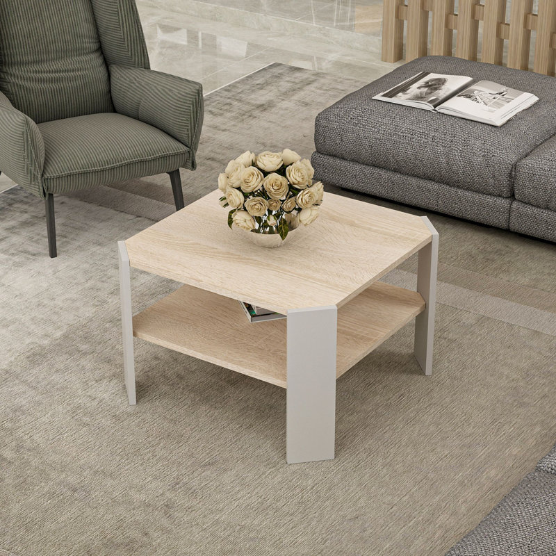 Azeldien Coffee Table With Storage Space, Grey, Sonoma