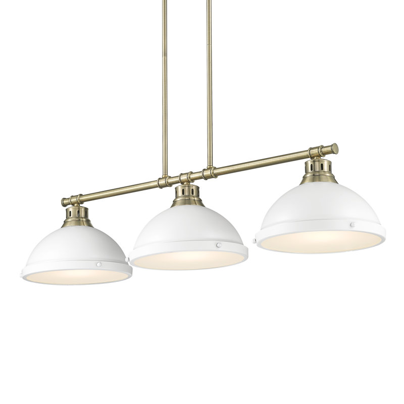 Laramy 3-Light Linear Pendant, Aged Brass, White