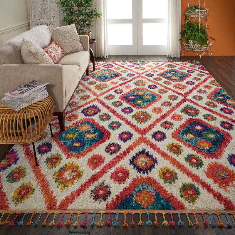 Tapis ivoire Lucina Tribal Bohemian, Rectangle 7 pi 10 po x 10 pi 6 po