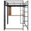 Lit mezzanine double en métal pleine grandeur noir avec 2 tablettes et bureau - Robuste, robuste et peu encombrant