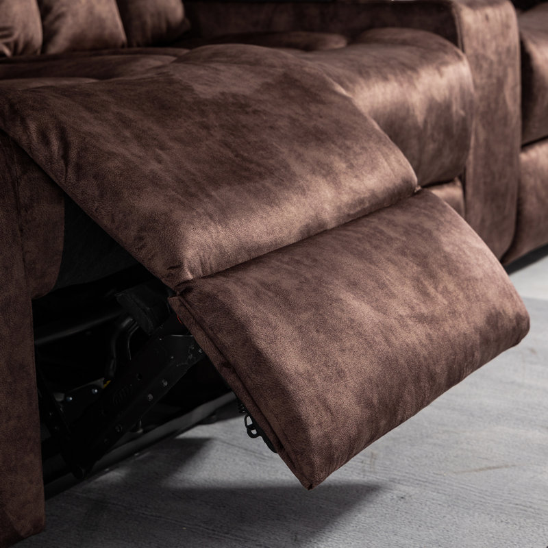 Causeuse inclinable en velours 59,9 po, Velours brun