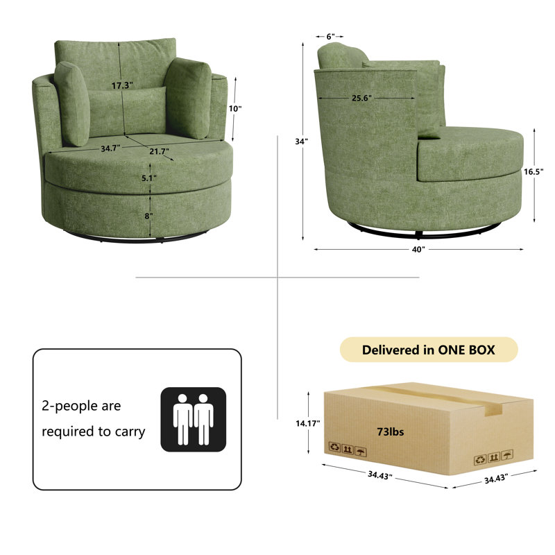 Ensemble de 2 chaises d'appoint en chenille pivotantes et pivotantes (ensemble de 2), Vert