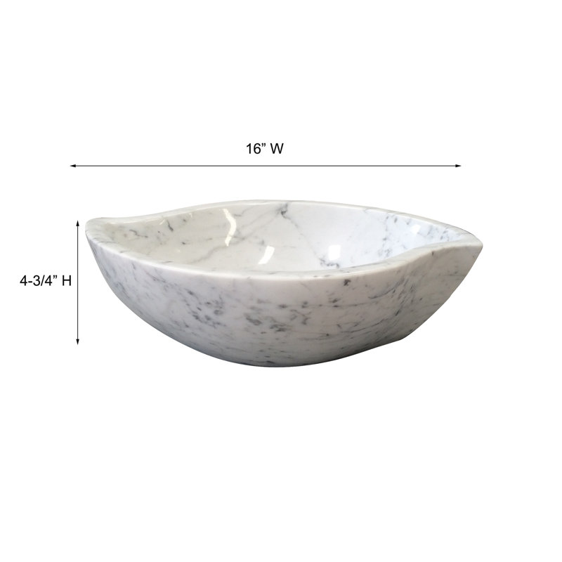 Barclay Canim 11'' Stone Specialty Bathroom Sink, Polished Carrara Marble