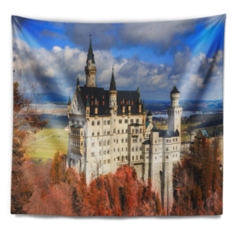 Tapisserie castle avec feuillage neuschwanstein, H 78 po x l 92 po