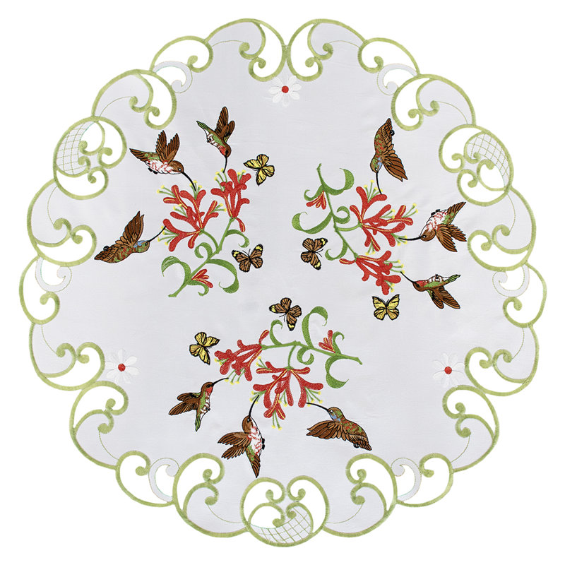 Decorative Round Table Topper With Hummingbirds (23" Round)