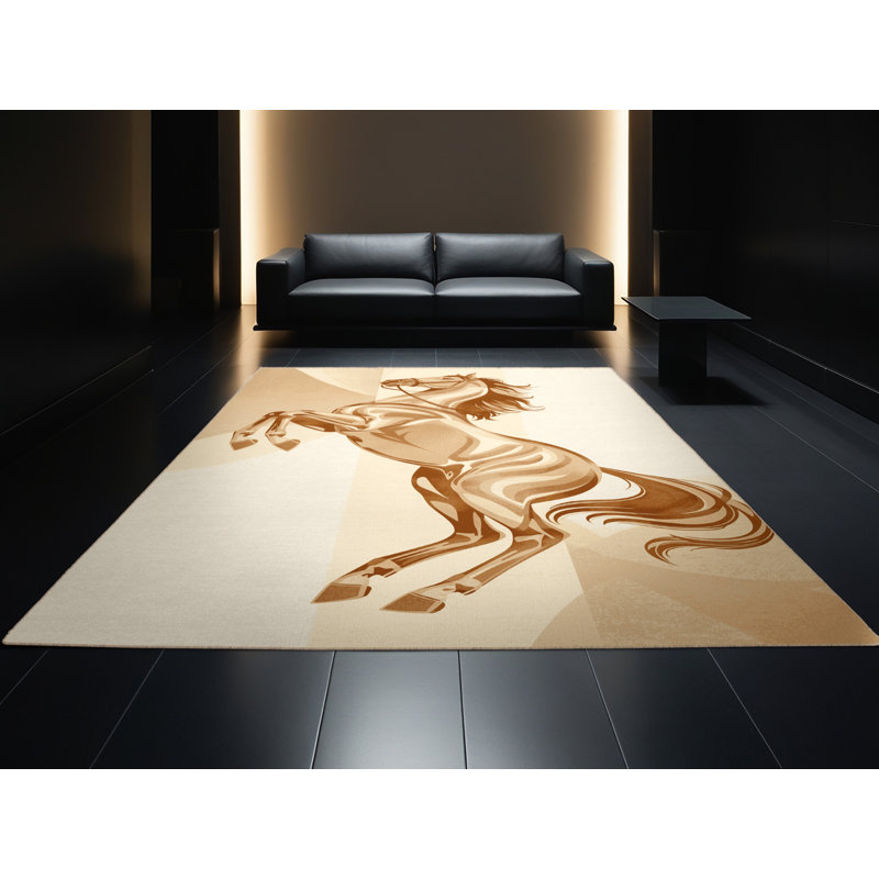 Machine Washable Cain Equestrian Dressage Posh & Luxe Rug in Beige – Beige Binding, 2x3