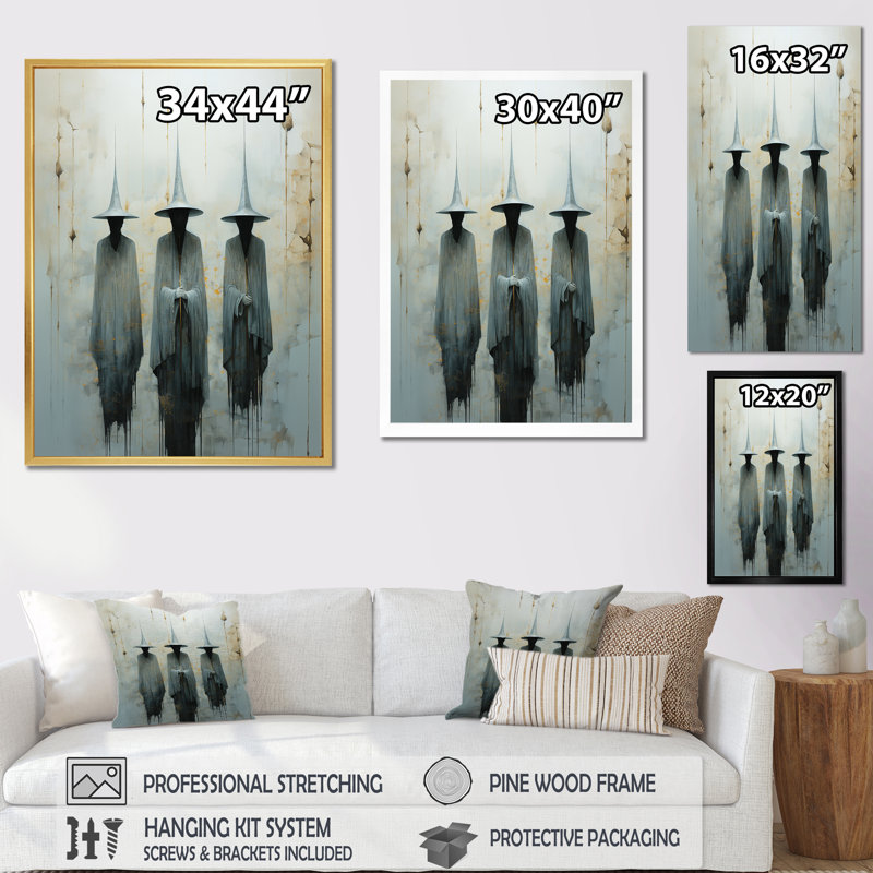 " Minimalism Witches ", Black Single Picture Framed, 44" H x 34" W x 1.5" D
