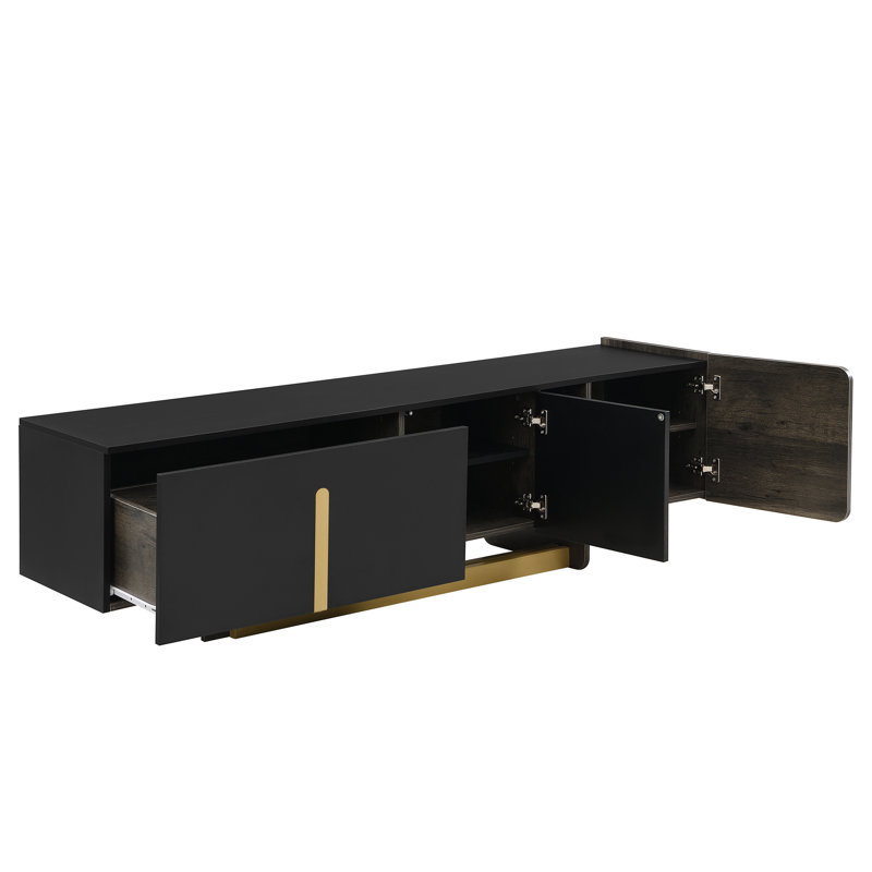Ensemble 2 pièces de meuble télé et table basse Modern Light Luxury, Noir