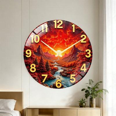 Horloge murale coucher de soleil, horloge murale 24 po