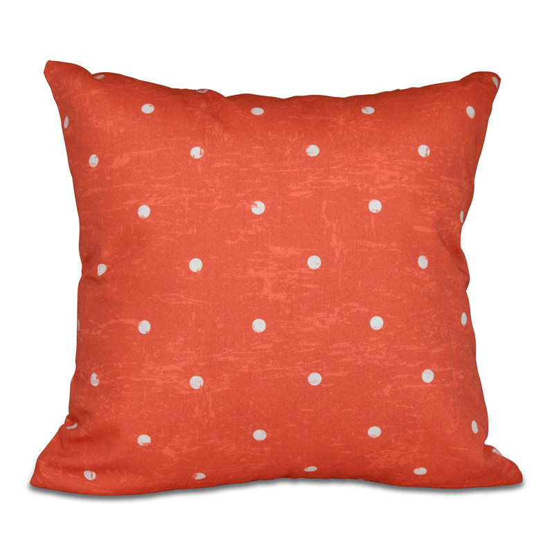 Surf, Sand, & Sea Polka Dots Reversible Throw Pillow, 20" H x 20" W, Orange