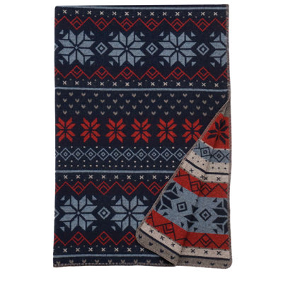 Wooded River Nordic - Throw - 60x72, Scandinavian Wool Blanket for Living Room and Winter Decor