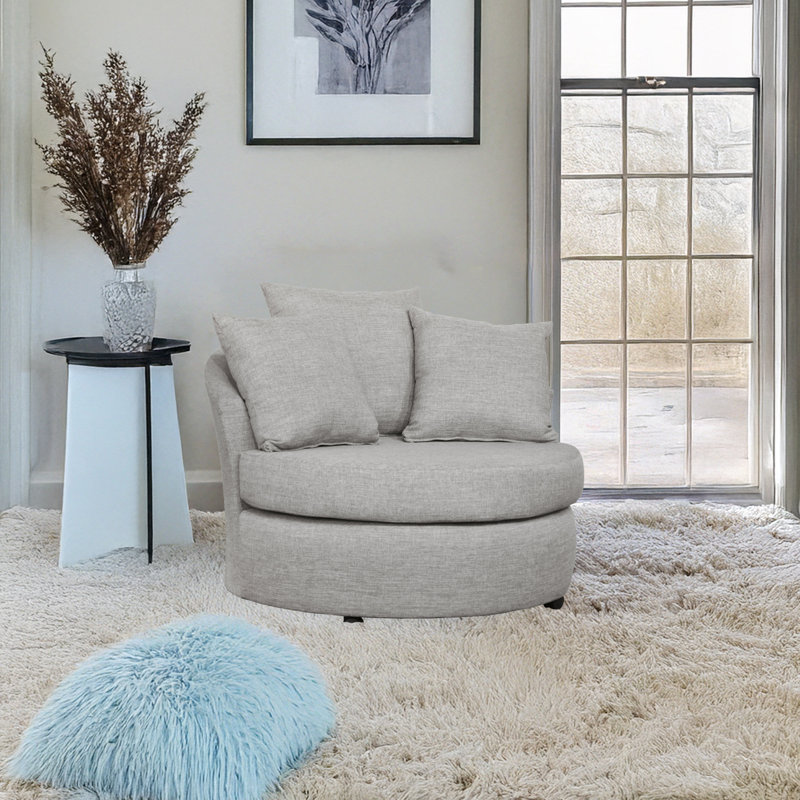 Daverio Barrel Accent Chair, Gray Fabric