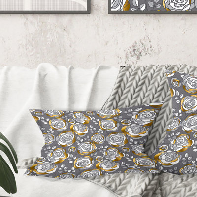 Coussin Golden Golden Flowers - Mid-Century Modern