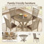 Table moderne, ronde 45,7 po, bois d'hévéa massif, finition rustique antique, patiné, table de salle à manger ronde brun grisâtre de 45,7 po, conception en bois, brun, pour 4 personnes