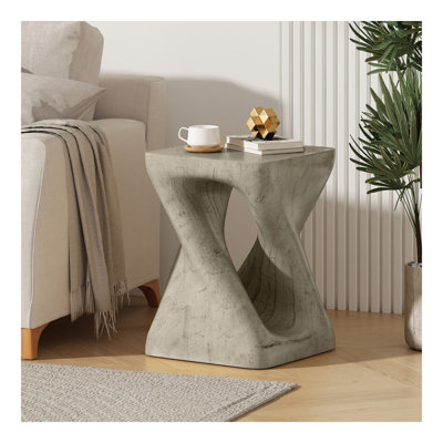 Table d'appoint Twist Shape, texture semblable au bois, couleur grise