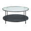 Ensemble de table d'appoint en métal noir - table basse et table de bout en verre 2 pièces, décor de salon moderne