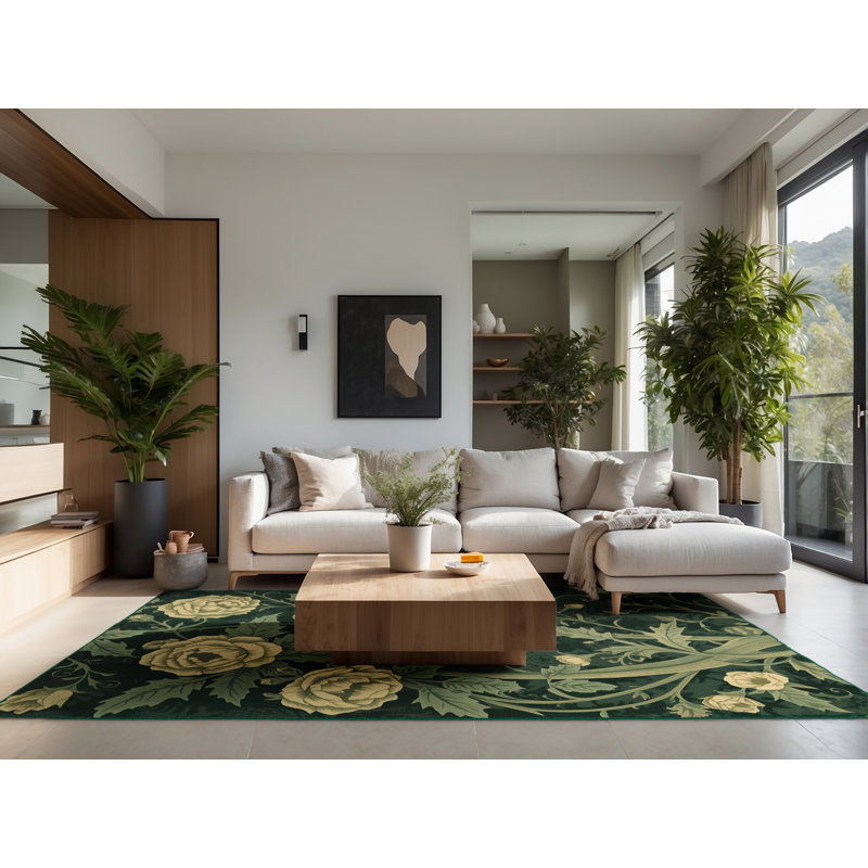 Tapis floral doux et moelleux Eilerman, Rond 8 pi