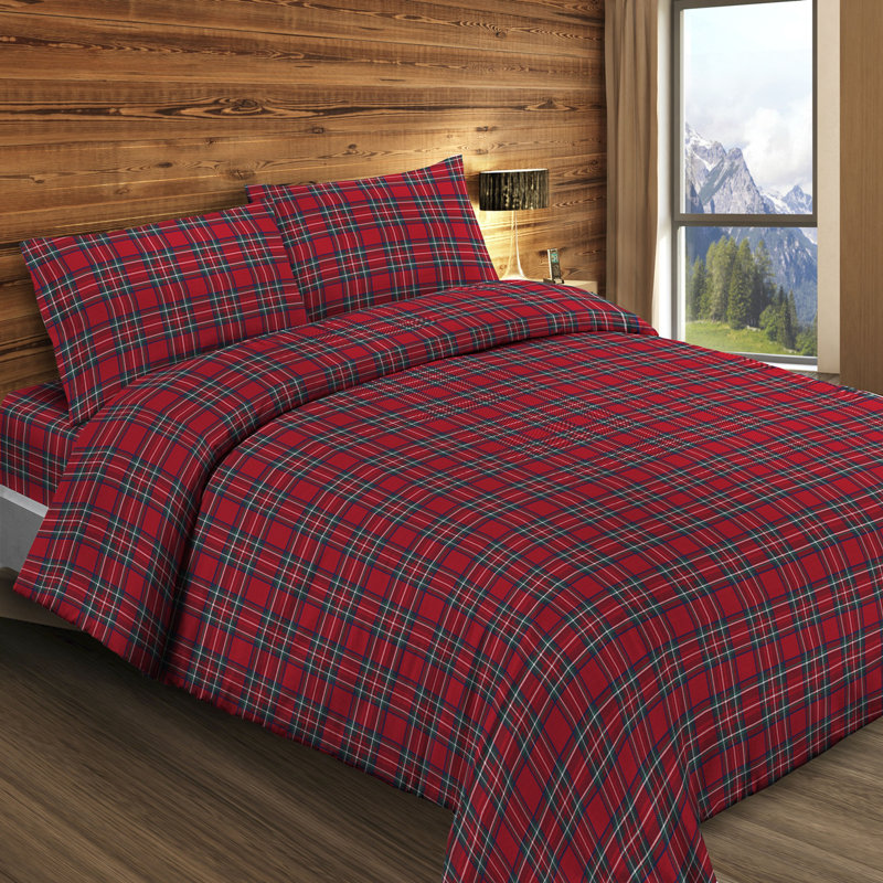 Cotton Chequered Duvet Cover Set with Pillowcases