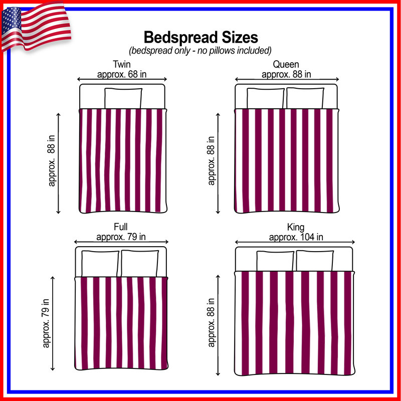 White Purple Stripes Bedding Stripes Bedspread Pattern, Queen