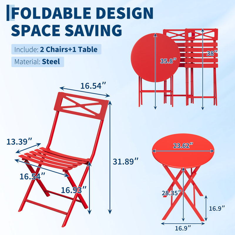 Patio Dining Set, Red