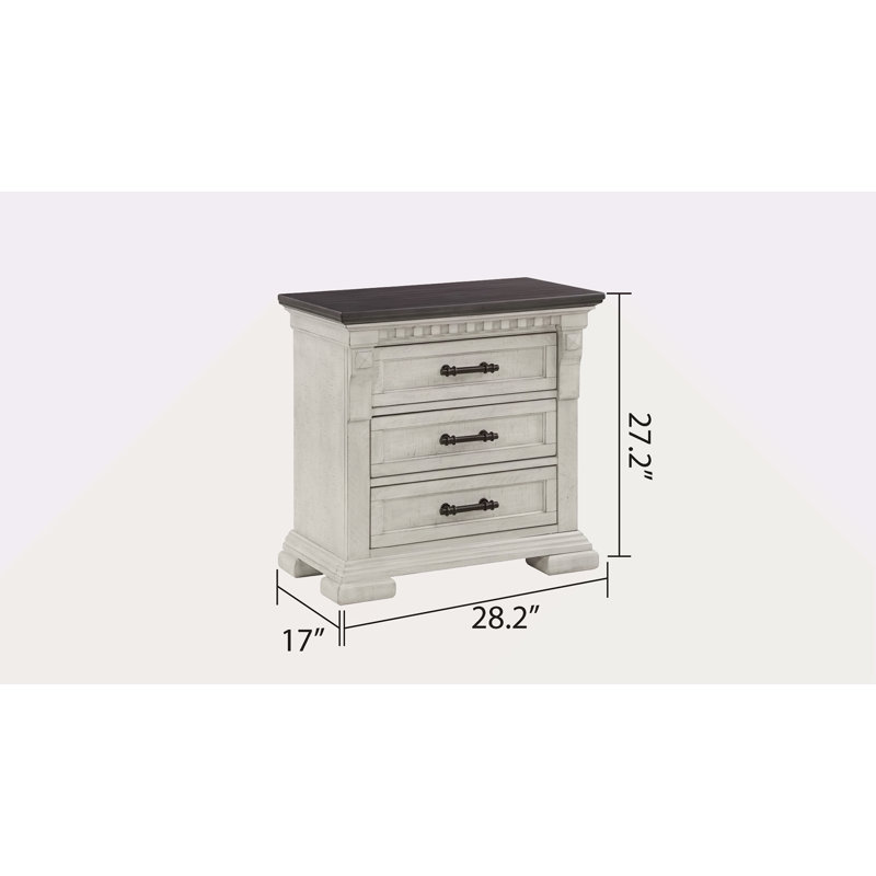 Table de chevet 3 tiroirs style transitionnel en bois