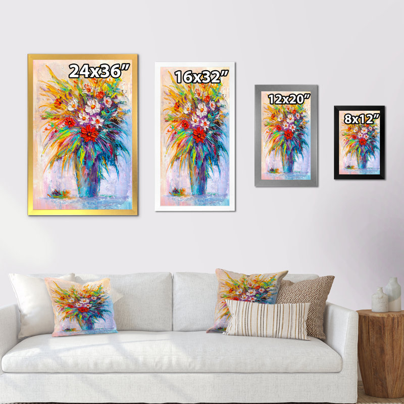 Vase de fleurs Wasay, H 36 po x l 24 po x P 1 po, Cadre photo doré