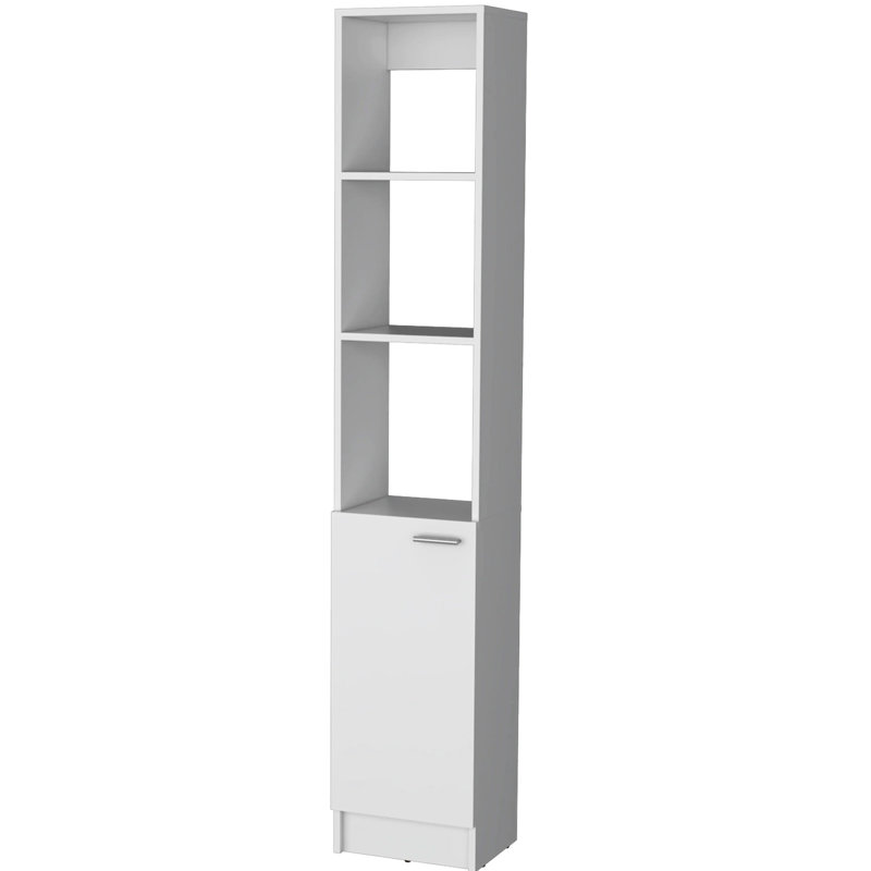 Armoire à linge de salle de bain blanche à 1 porte - Capacité de 5 tablettes pour 1 porte, compartiment, Blanc
