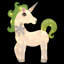 Licorne blanche en maille lumineuse avec crinière et queue vertes