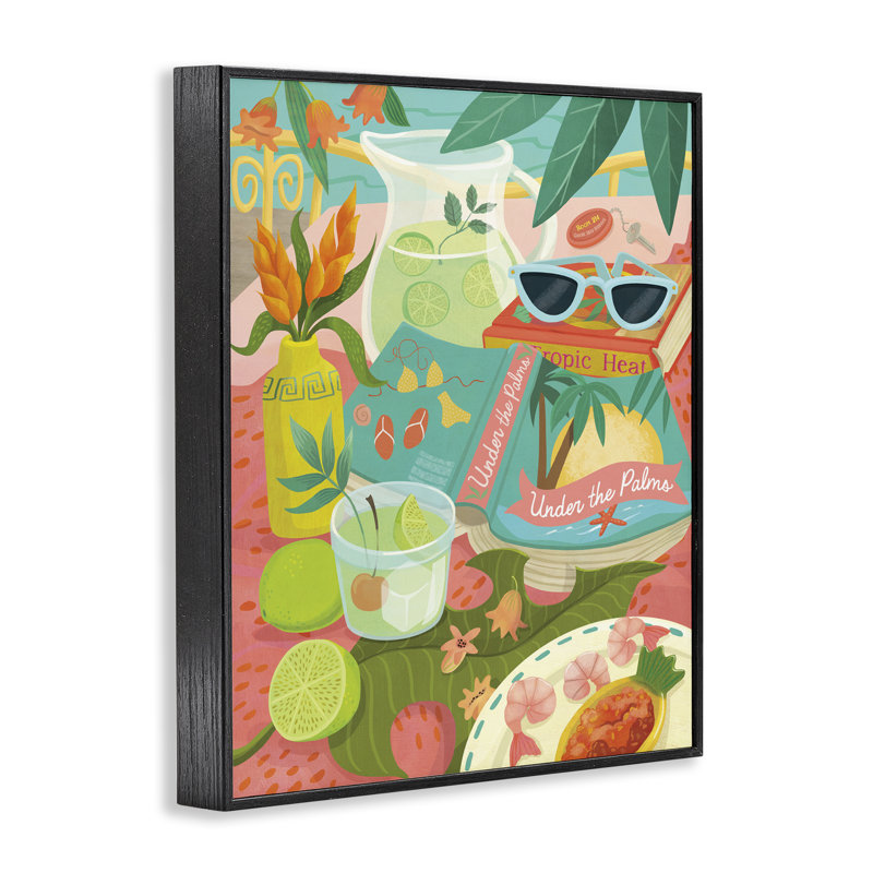  «Tropical Drinks on Beach», estampe numérique encadrée par Laura Watson, H 14 po x l 11 po, Giclée encadrée noir minuit