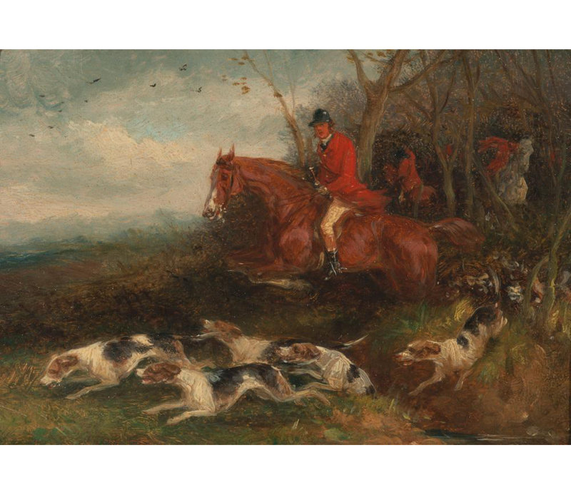 «Foxhunting; Breaking Cover» par William Shayer - Art mural sur toile tendue avec châssis, H 24 po x l 17 po