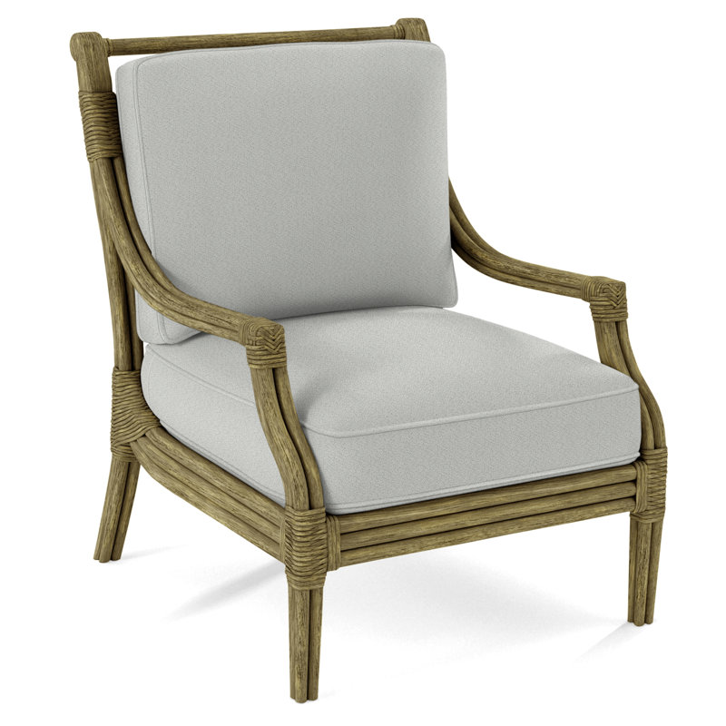 Fauteuil l 32 po Inveron, Tissu performance bleu clair 0851-55, Laiton