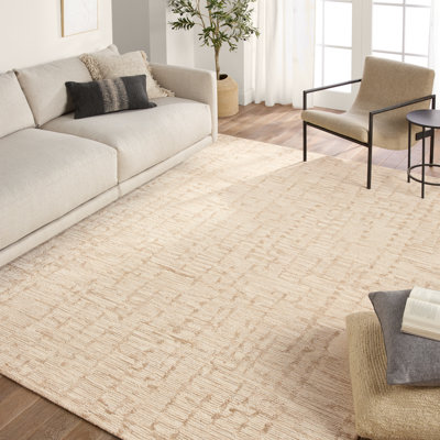 Tapis brun clair touffeté à rayures Liubita (12 pi x 15 pi)