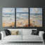 Série Sea and Shore CXIV - Ensemble de 3 toiles tendues avec châssis - Prêt à être accroché-742021304