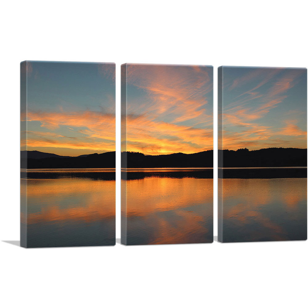 " Lake Sunset Home Decor " 3 - Pieces ARTCANVAS 