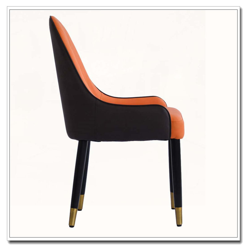 Chaise rembourrée en polyuréthane, Orange / Brun foncé