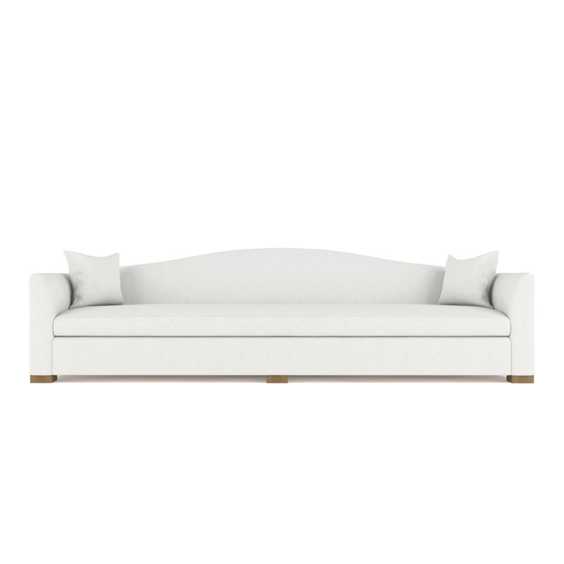 Canapé extra long Horatio Camelback Taper, 33" H x 120" W x 40" D, Velours moelleux blanc, Naturel