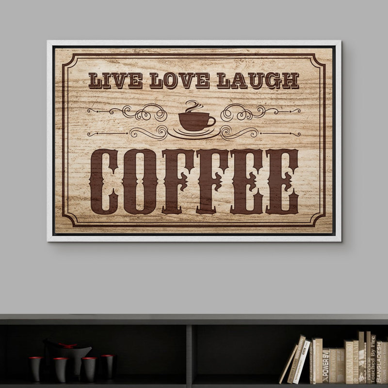 «Rustic Wooden Coffee Wall Decor - 'Live Love Laugh» Motif Modern Art »sur, Blanc, H 16 po x l 24 po