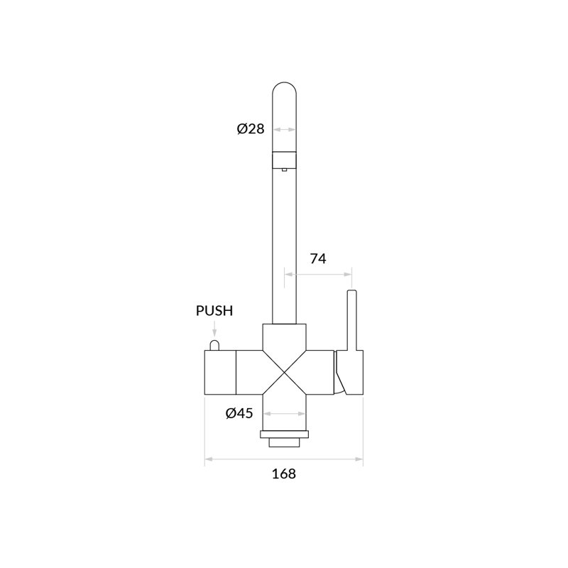 4-1 Instant Boiling Filtered Water Tap - Square Neck, Brushed Copper