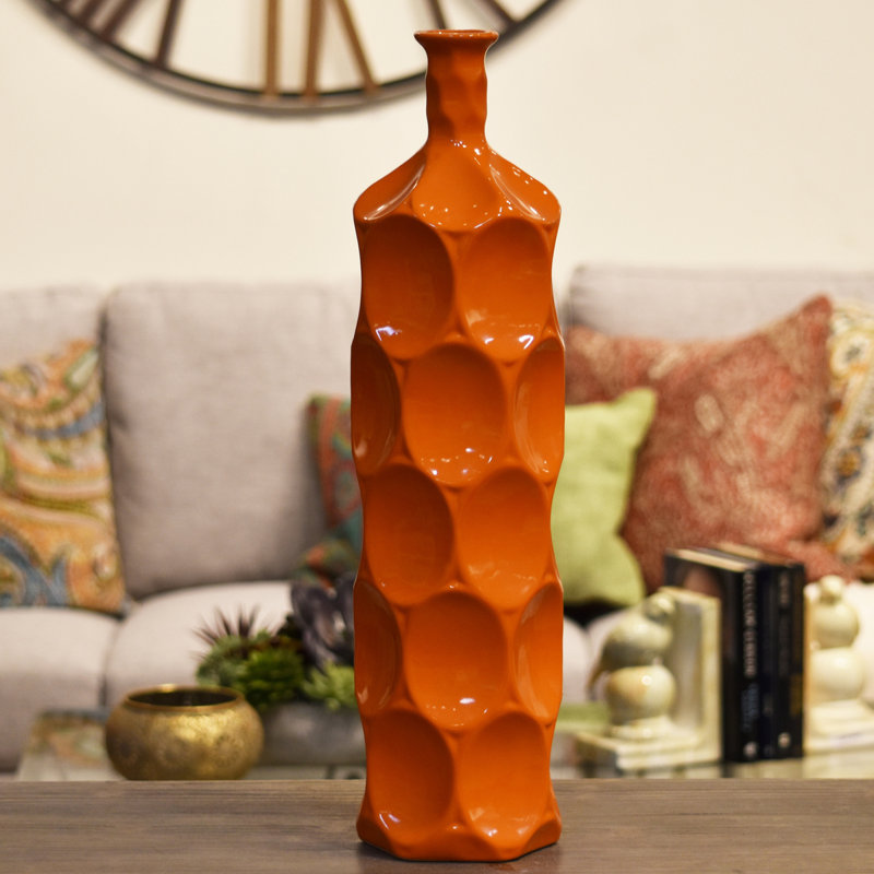 Vase de table 17,75 po Eaglin, H 22 po x l 5,5 po x p 5,5 po, Orange