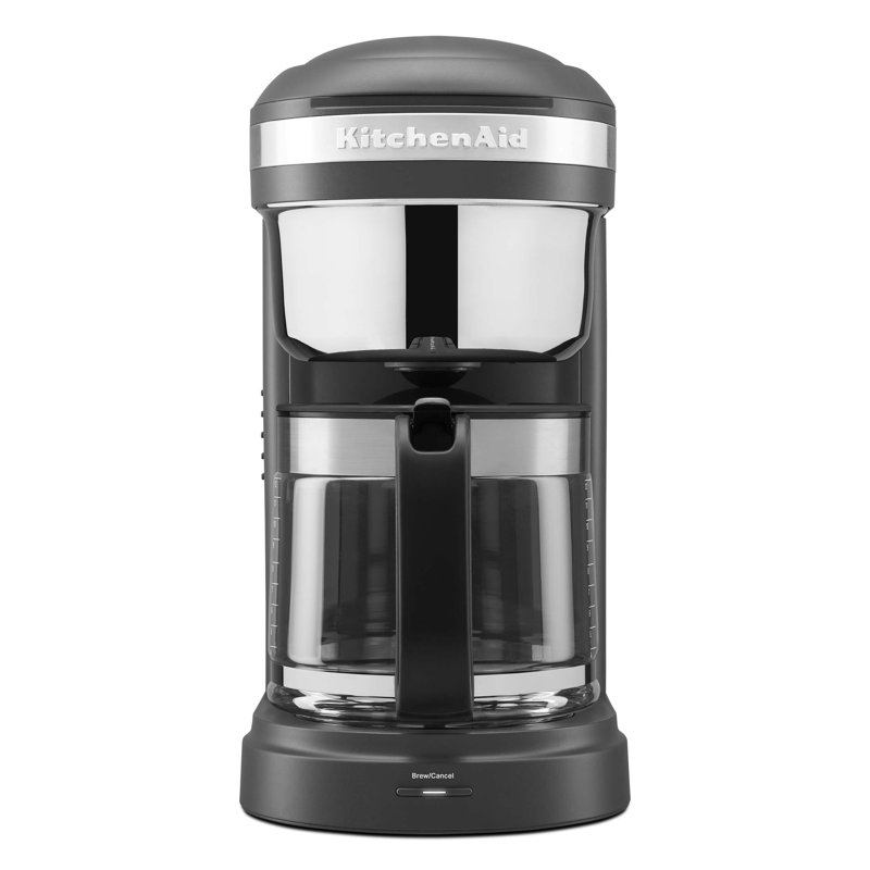 Cafetière à goutte à goutte 12 tasses avec pomme de douche en spirale et plaque chauffante programmable gris anthracite KitchenAid