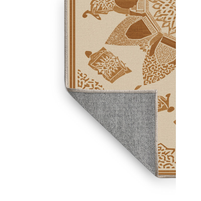 Tapis marocain d'inspiration mondiale lavable à la machine pour enfants qui lit ensemble - Reliure beige, 3 X 5