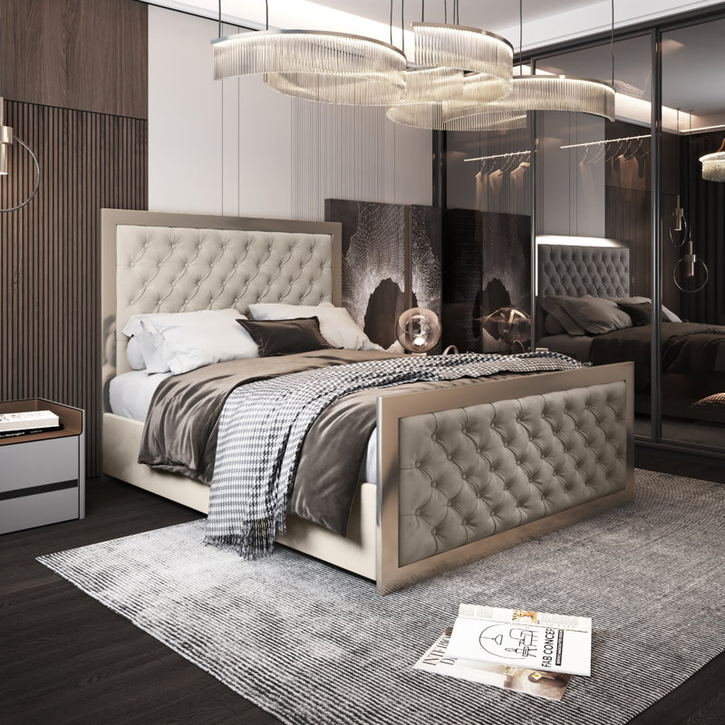 Aleeza Upholstered Bed, Single (3'), Beige