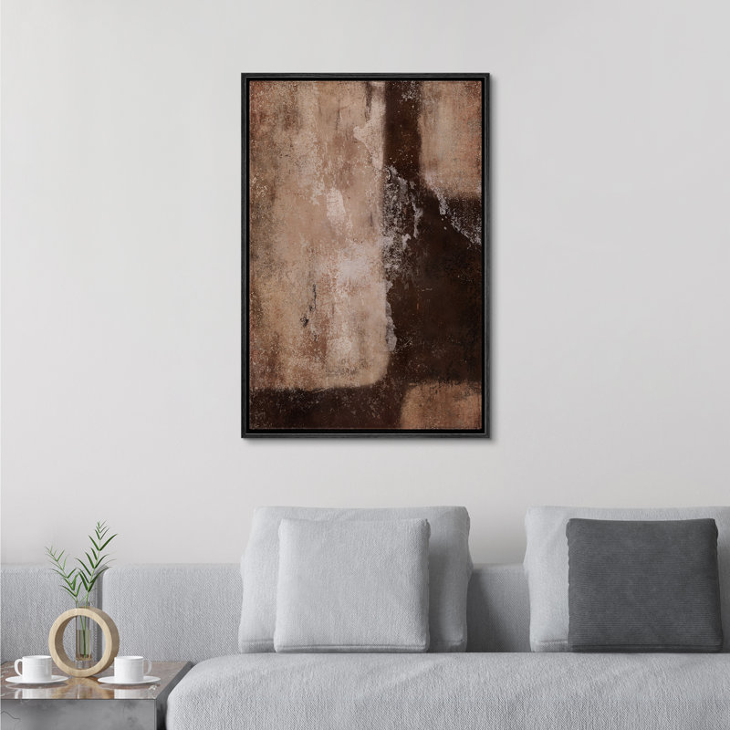Abstract Shape " Dark Brown Neutral Abstract Shapes Large Rustic Framed Art Decor Minimalist M27 ", 36" H x 24" W