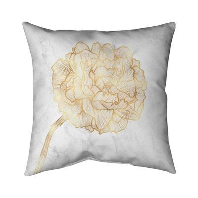 Golden Peony Outdoor Throw Pillow | Bedroom Flowers – Outdoor Throw Pillow with Insert, Weather-Resistant
