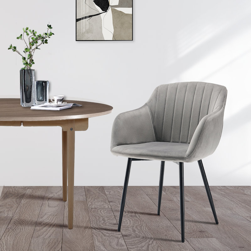 Ohio Upholstered Dining Chair, 2, Velvet Light Grey