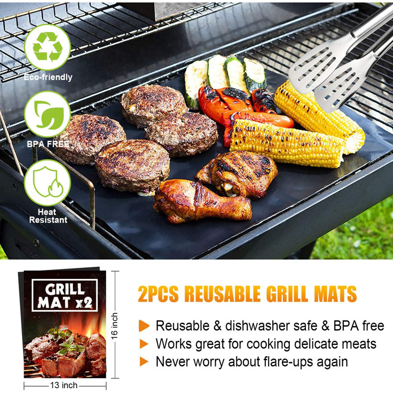 Dishwasher Safe Grilling Tool Set, Silver/Brown