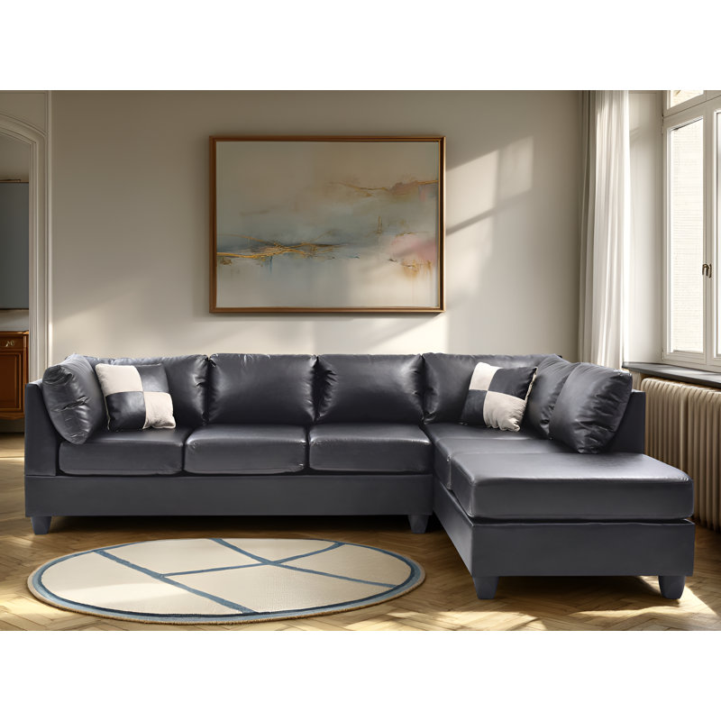 Canapé modulaire Belize, Similicuir noir