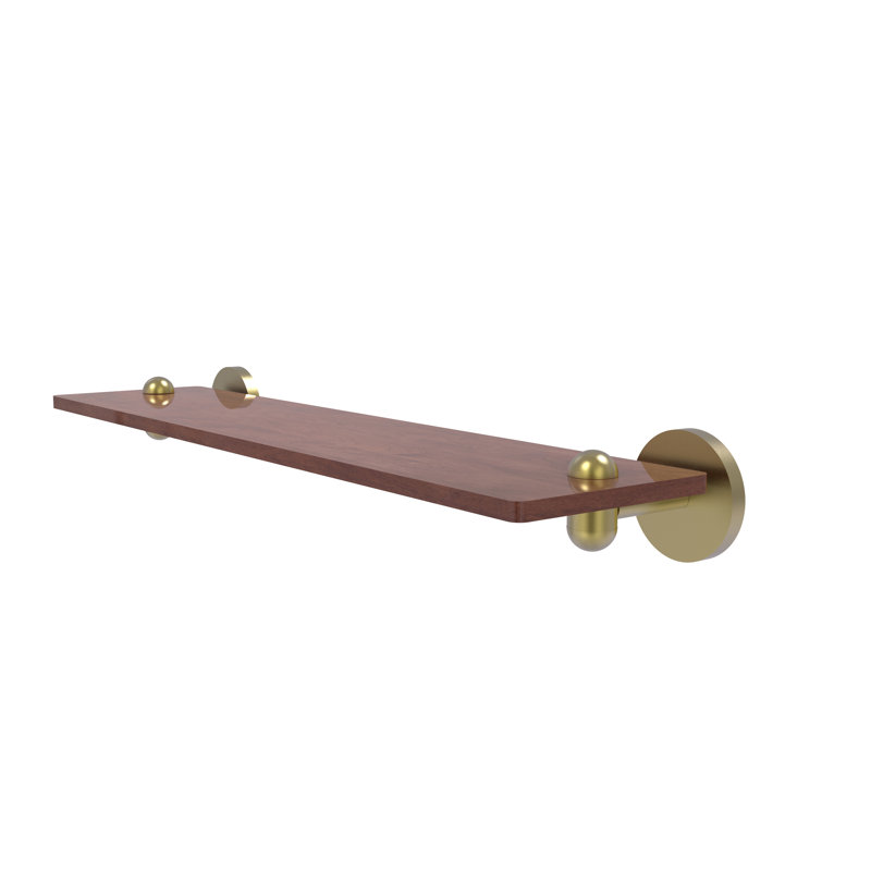 Tablette murale unie bois ironwood Itzhak, Laiton satiné, H 2,5 po x l 22 po x P 5 po