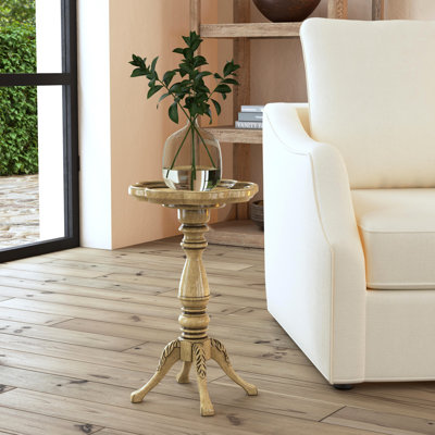 Table de bout l 12 po avec plateau festonné et base piédestal